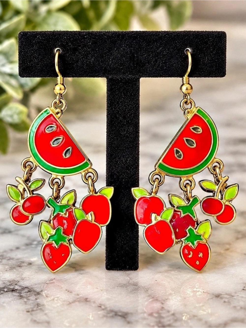 Edgar Berebi Fruit Colorful Watermelon Apple Cherry and Strawberry Enameled